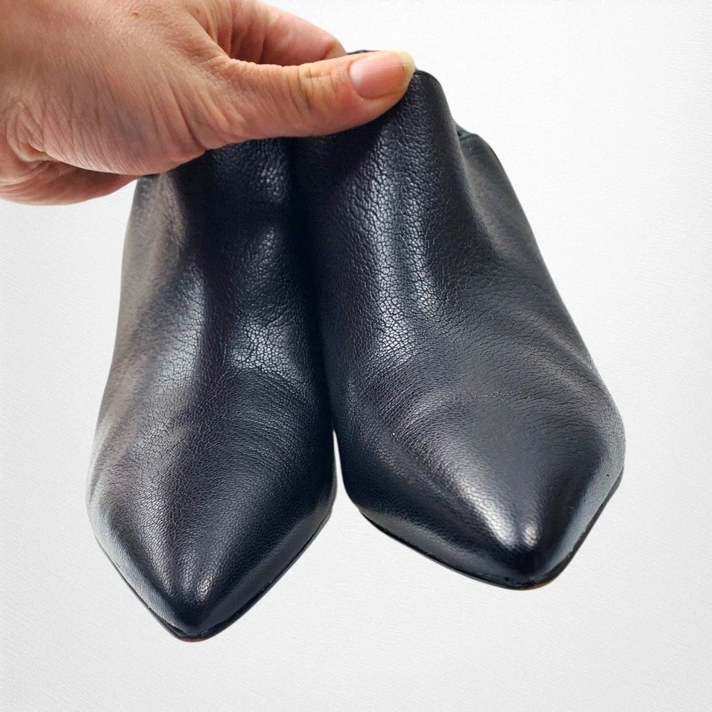 Cole Haan Vestry Womens Black Leather Pointed Toe Block‎ Heel Shooties 10B